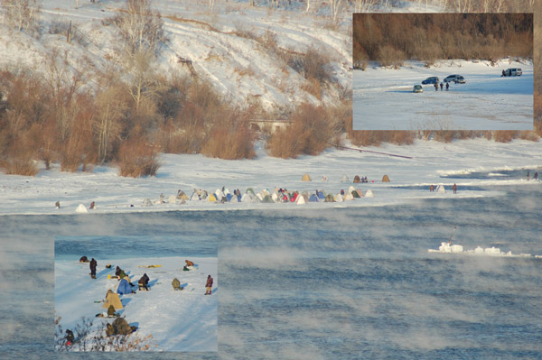 30 декабря, рыбаки тренируются в р-не ГЭСа.