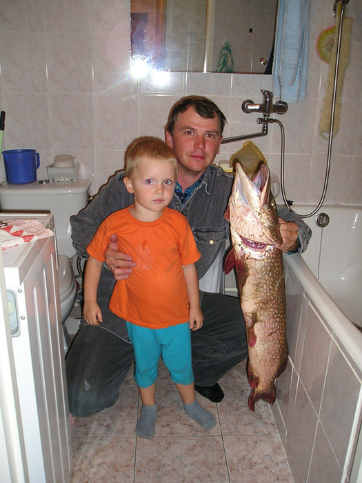 Август 2008 Обь ниже Молчаново С собой фотоаппарата не было поэтому фоткал дома с сыном Щука около 6 кг