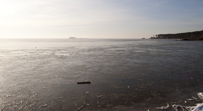 Лед на Обском море 26.11.2013 , пляж Академгородка