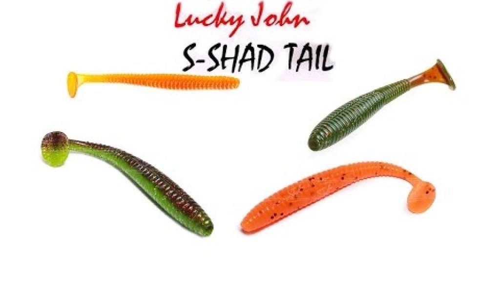 Съедобный виброхвост Lucky John S-Shad Tail на отводном поводке, дроп шоте и шарнире
