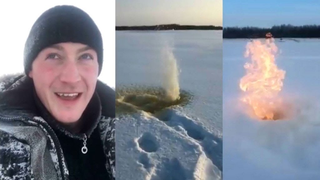 У рыбака из лунки струя огня. Сюрприз на рыбалке У рыбака из лунки струя огня. Сюрприз на рыбалке