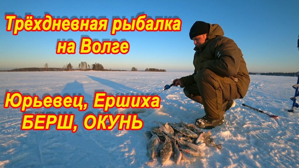 Трехдневная рыбалка на берша и окуня зимой на льду. Волга, Юрьевец, Ершиха. Балансир, безмотылка.