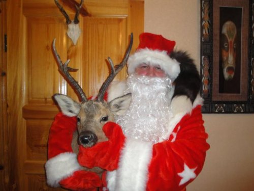 Санта Клаус со своим оленем