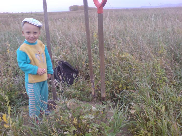 с сыном за барсуком.