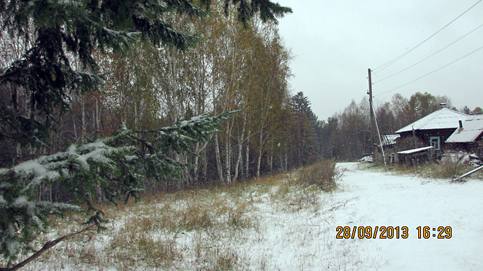 Первый снег в 130 км севернее Красноярска