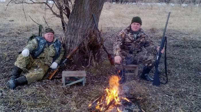 С отцом, перекур.
