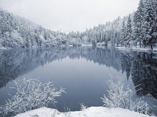 озеро зимой