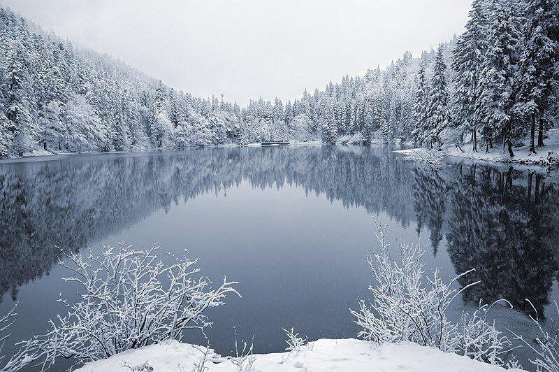 озеро зимой