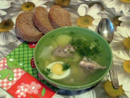 Суп из рябчика с яйцом