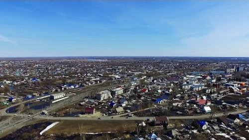 Алтай.  Поселок Тальменка с высоты птичьего полета.