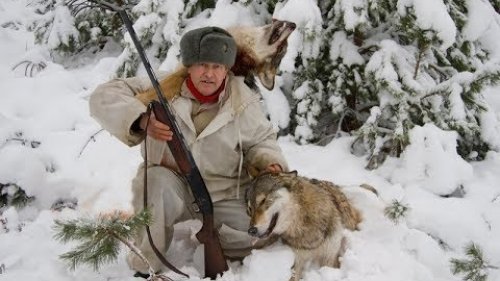 Зима. Сибирская охота на волков.