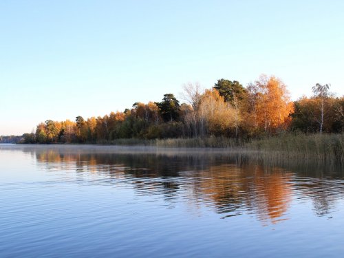 Октябрьское утро на озере.