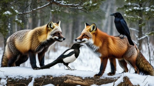 Тайная жизнь леса: Лиса, Росомаха, Ворон и Сорока попались в объектив фотоловушки